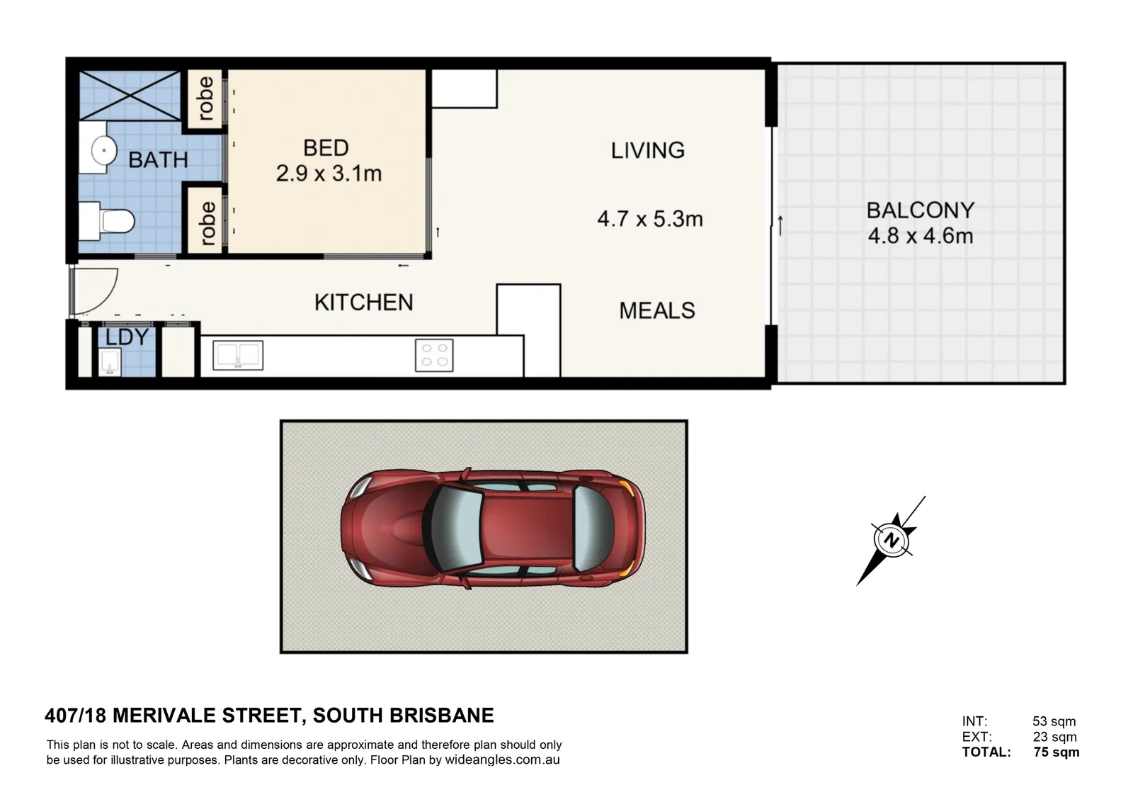 407/18 Merivale Street, South Brisbane floorplan