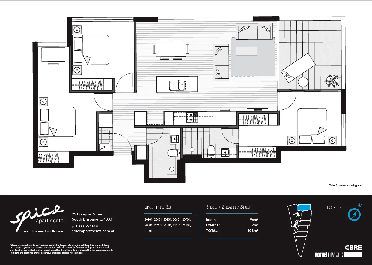 20701/23 Bouquet Street, South Brisbane floorplan