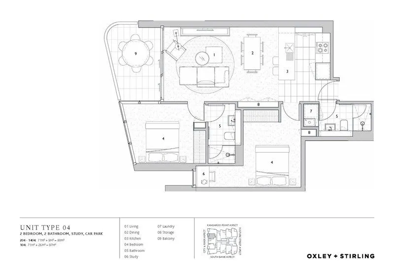 104/9 Christie Street, South Brisbane floorplan