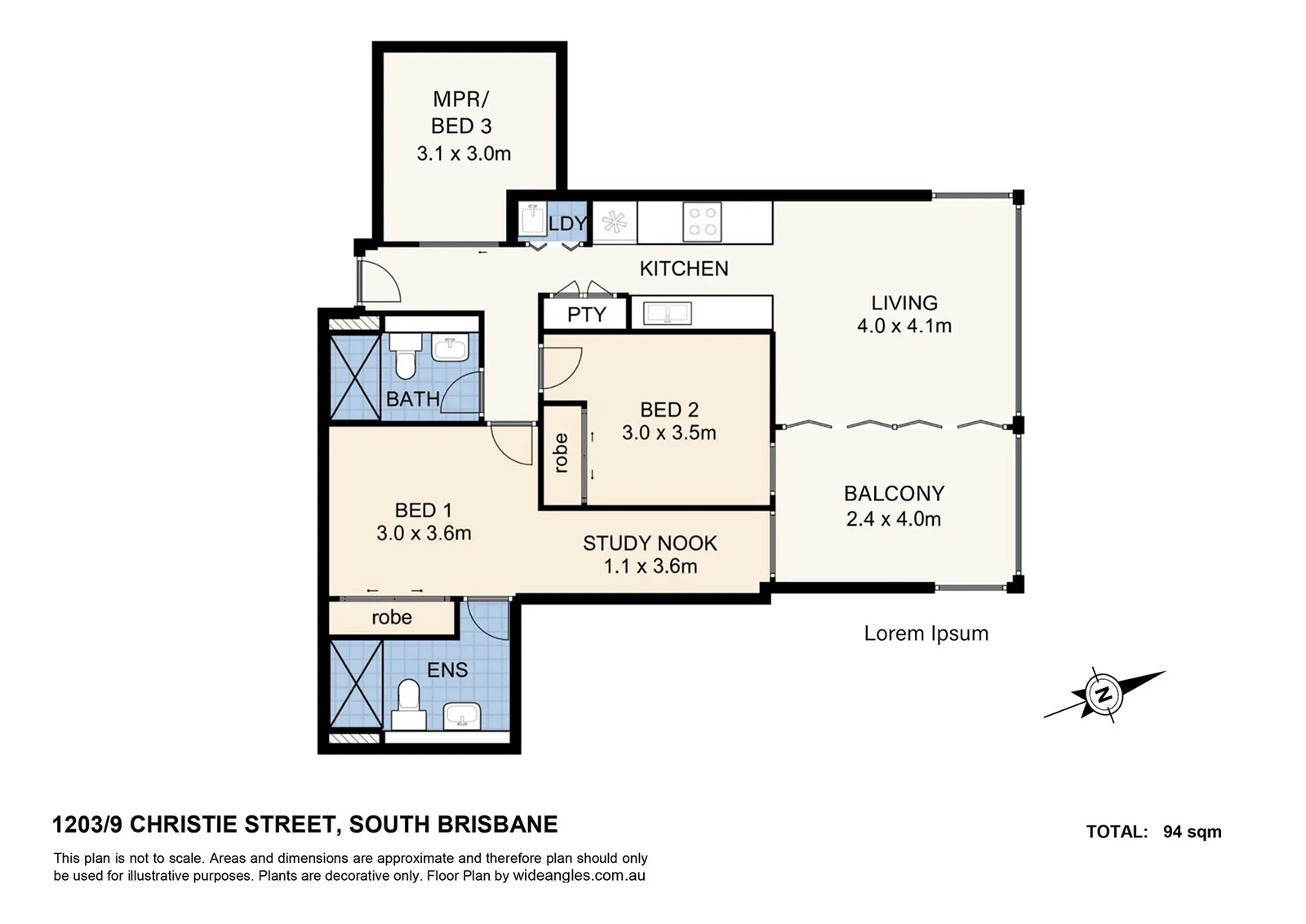 1203/9 Christie Street, South Brisbane floorplan